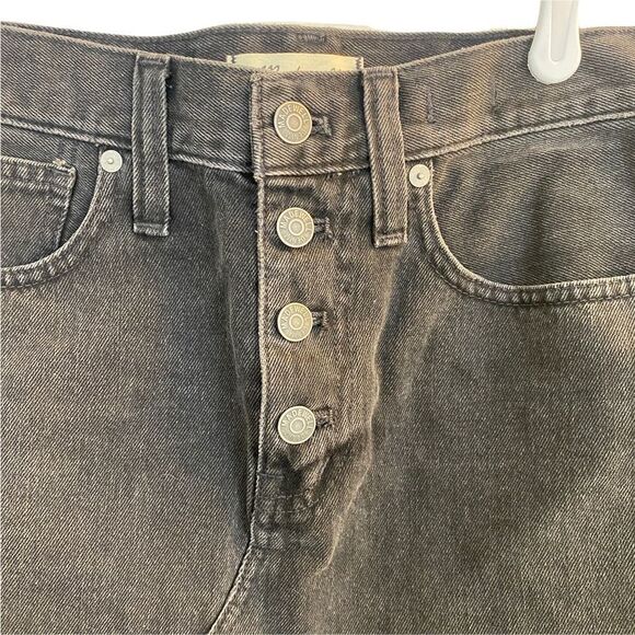 Madewell Black Rigid Denim A Line Mini Skirt Sz 25 - Picture 2 of 9